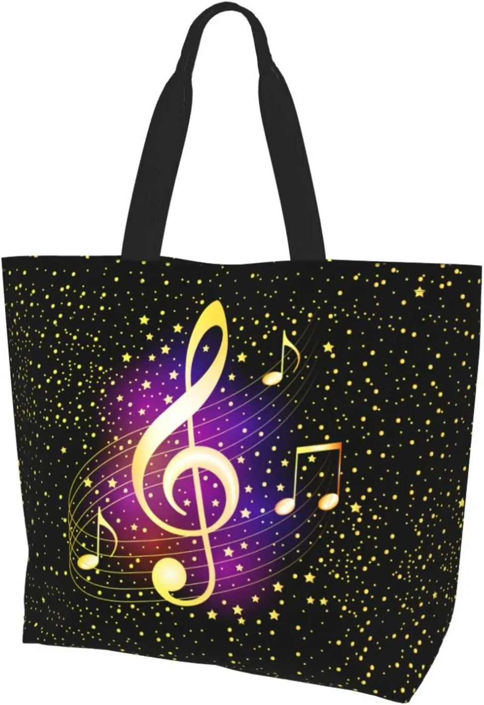 Music Notes Tote Bag Reusable Shopping Bag Grocery Bags Fashion Shoulder Bag for Women Men