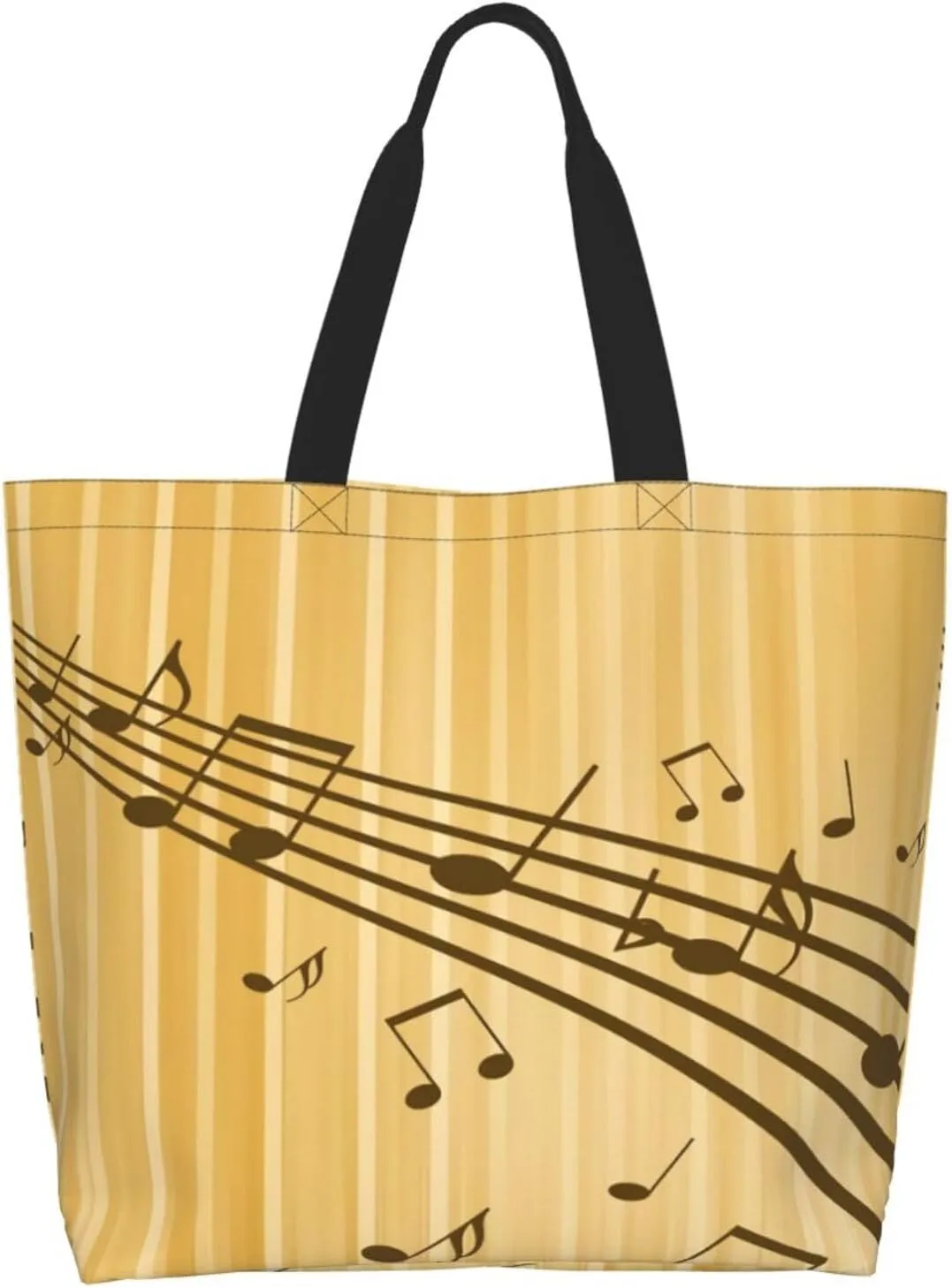 Music Notes Tote Bag Reusable Shopping Bag Grocery Bags Fashion Shoulder Bag for Women Men