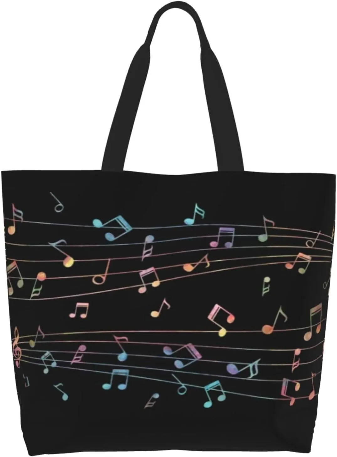 Music Notes Tote Bag Reusable Shopping Bag Grocery Bags Fashion Shoulder Bag for Women Men