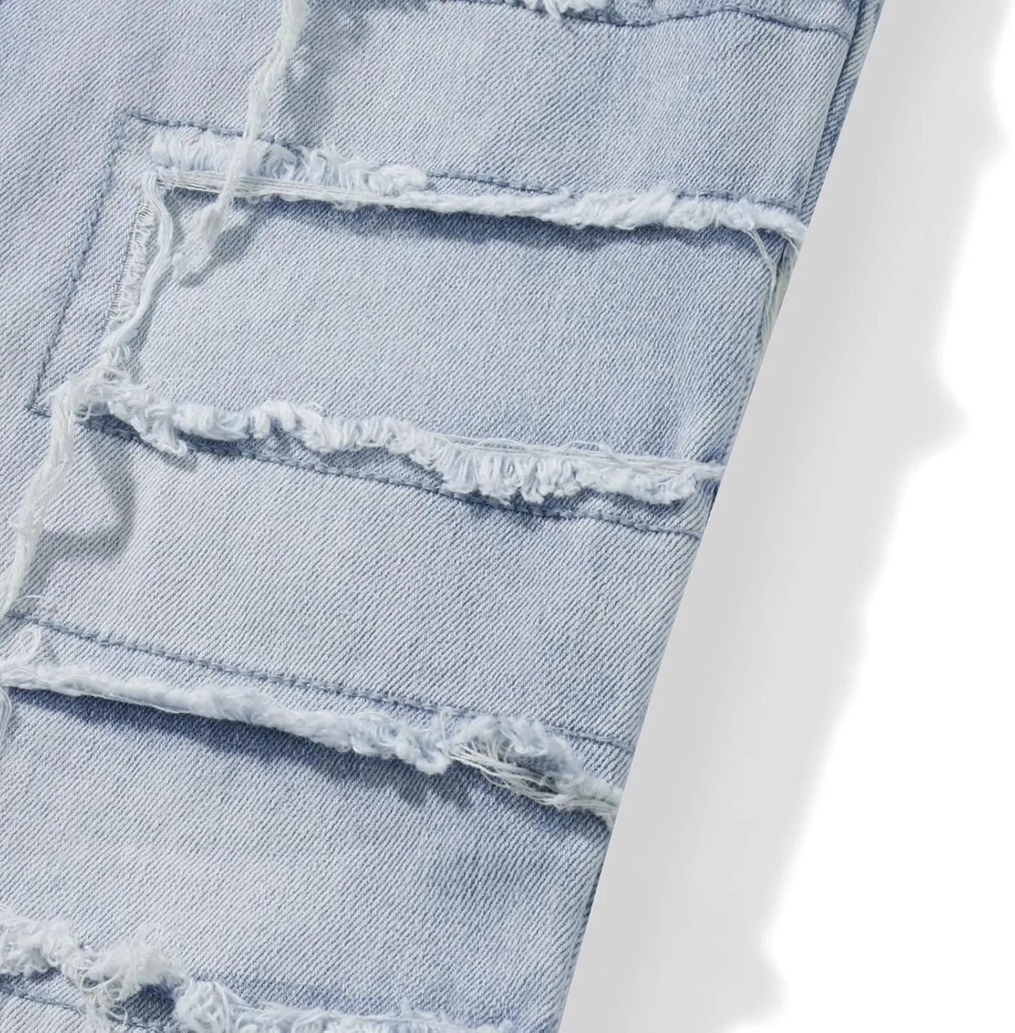 Mxiqqpltky Mens Stacked Jeans Slim Straight Black Ripped Jeans Skinny Distressed Denim Pants Destroyed Denim Jeans Streetwear