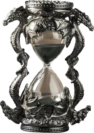 Mythical Fantasy Dragon Sandglass Sand Timer, Gothic Decorative Statue - Unique Vintage Classic Hourglass Timer, Desk Home Decor Gift, 6-inch, Single 15 Minutes (Black Dragon)