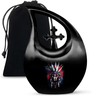 Native American Human Remains Urn - Cremation Urn for Male & Female - 10 Inch Large Urns with Velvet Bag - Decorative Urns for Ashes - Pack of 1