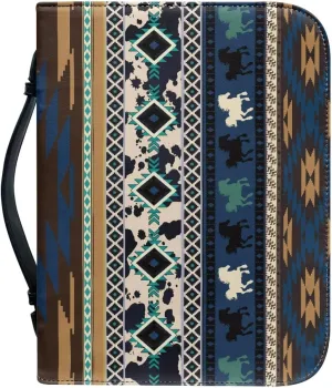 Native American PU Leather Bible Cover Case Large Bible Protector Case Handle Carrying Bible Tote Bag with Zippered and Inner Organizing Pockets Christian Gifts for Women Men