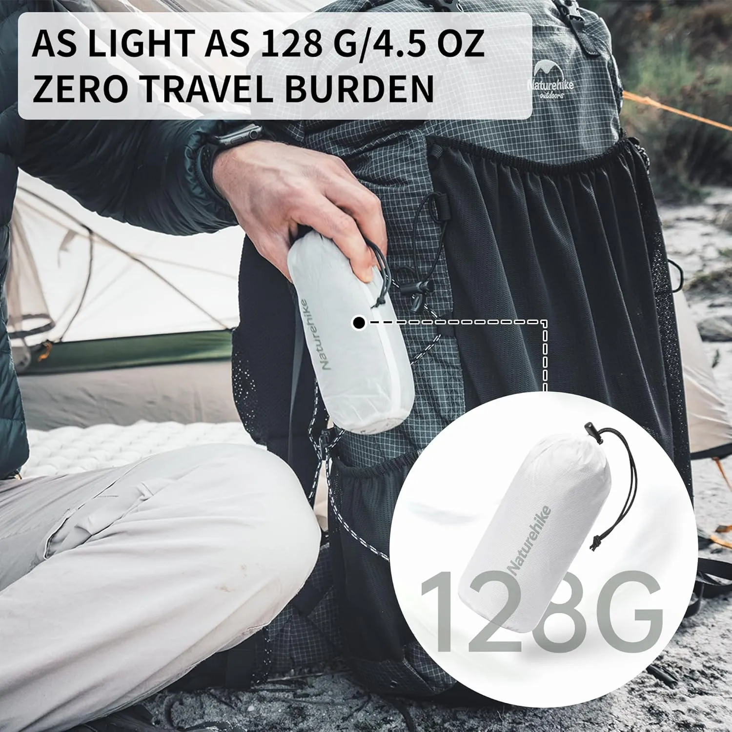 Naturehike 4.5oz Ultralight Washable Sleeping Bag Liner, Lightweight Adult Sleep Sack & Travel Sheets for Backpacking, Hotel, Camping, Hostels, ZY20