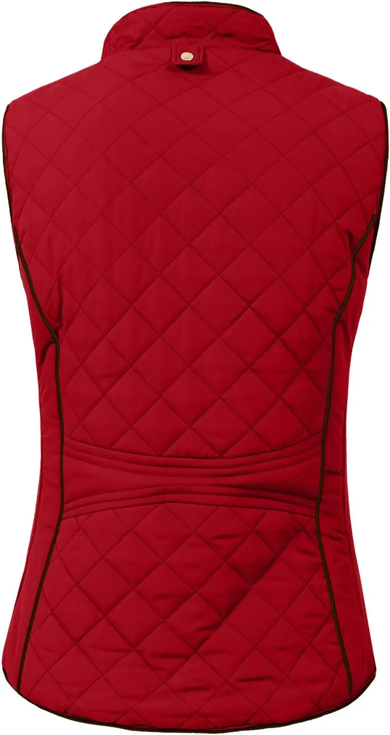 NE PEOPLE Women’s Quilted Vest – Reversible Lightweight Sleeveless Full Zip Up Faux Fur Lining Gilet Jacket with Pockets