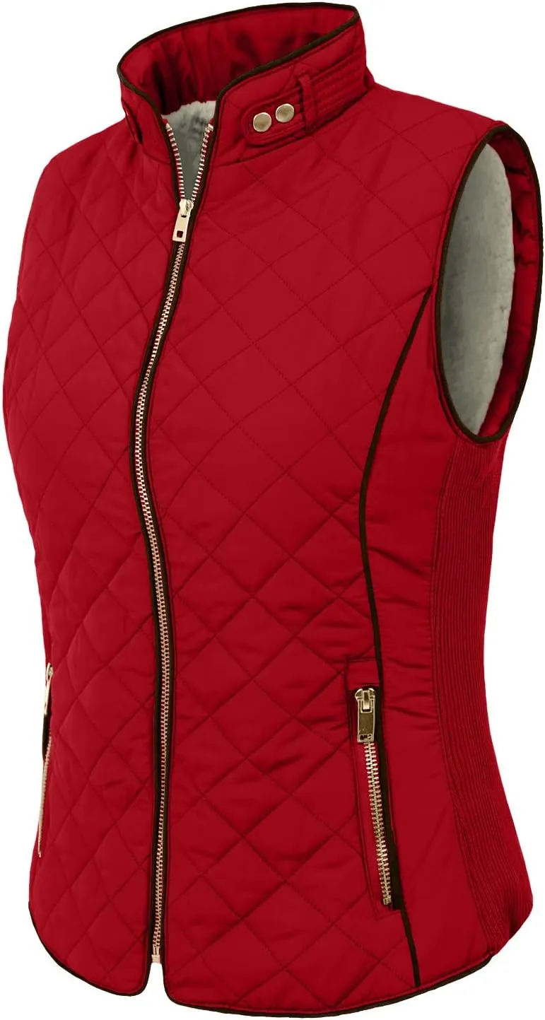 NE PEOPLE Women’s Quilted Vest – Reversible Lightweight Sleeveless Full Zip Up Faux Fur Lining Gilet Jacket with Pockets
