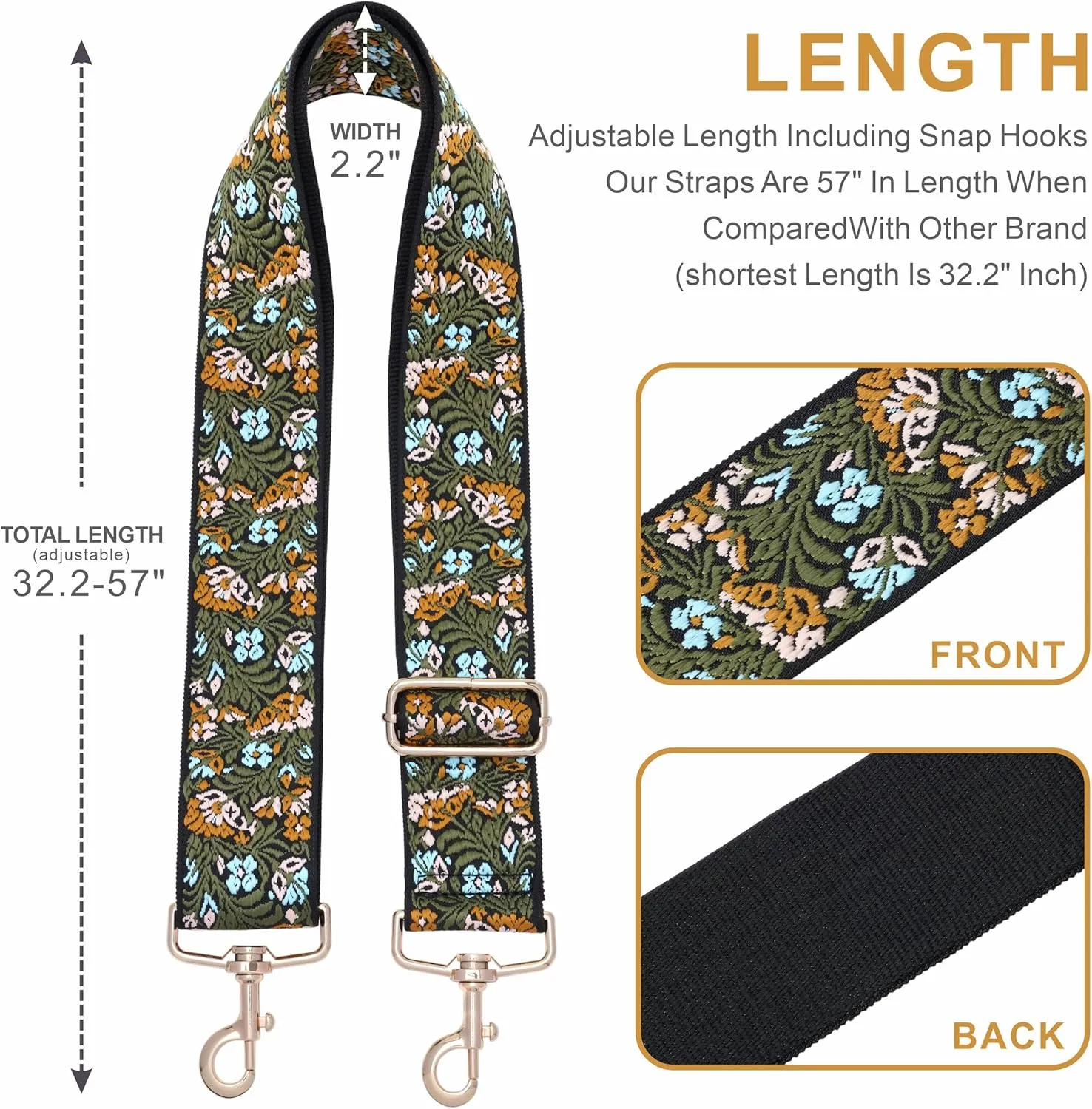 Nefelibata Purse Strap,2" Wide Purse Strap Adjustable Replacement,Multi-pattern Crossbody Handbag Strap