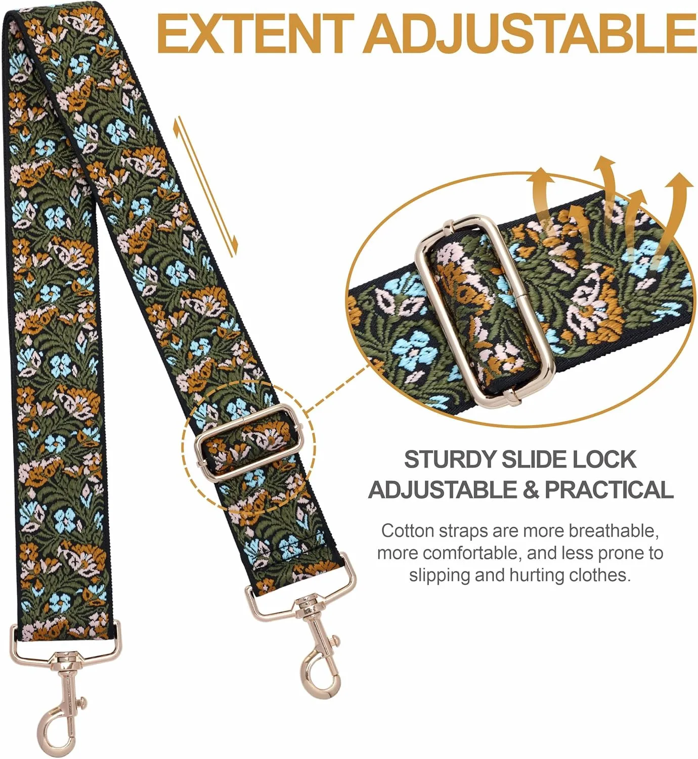 Nefelibata Purse Strap,2" Wide Purse Strap Adjustable Replacement,Multi-pattern Crossbody Handbag Strap