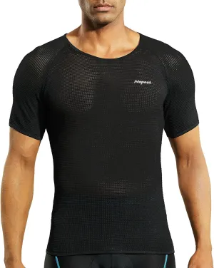 Nepest Mens Vests/Short Sleeve Biking Base Layer Mesh Sleeveless Cycling Baselayer Bicycle Ultralight Undershirts