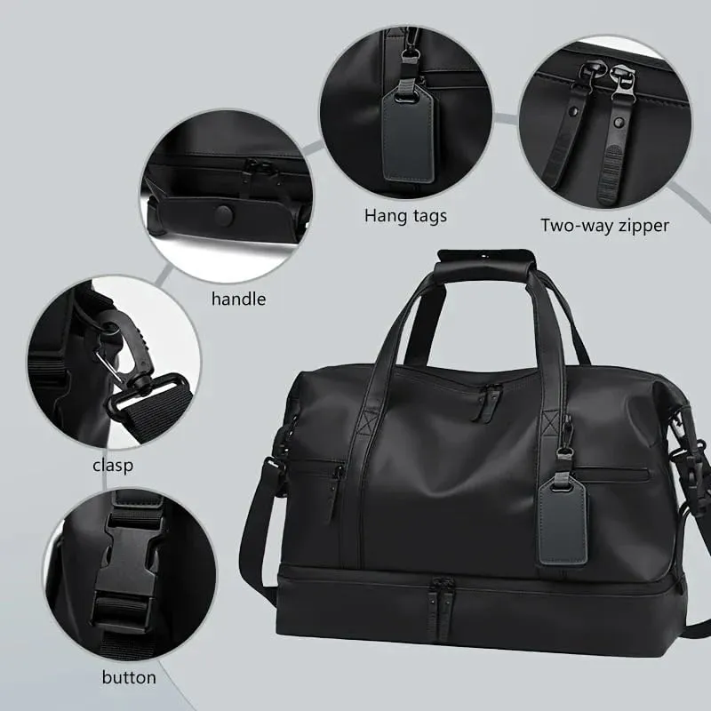 New Retro Short Trip Bag Large Capacity Duffel Motorcycle Training Travel Versatile Vacation Tote Waterproof Leisure Fitness Bag(1)