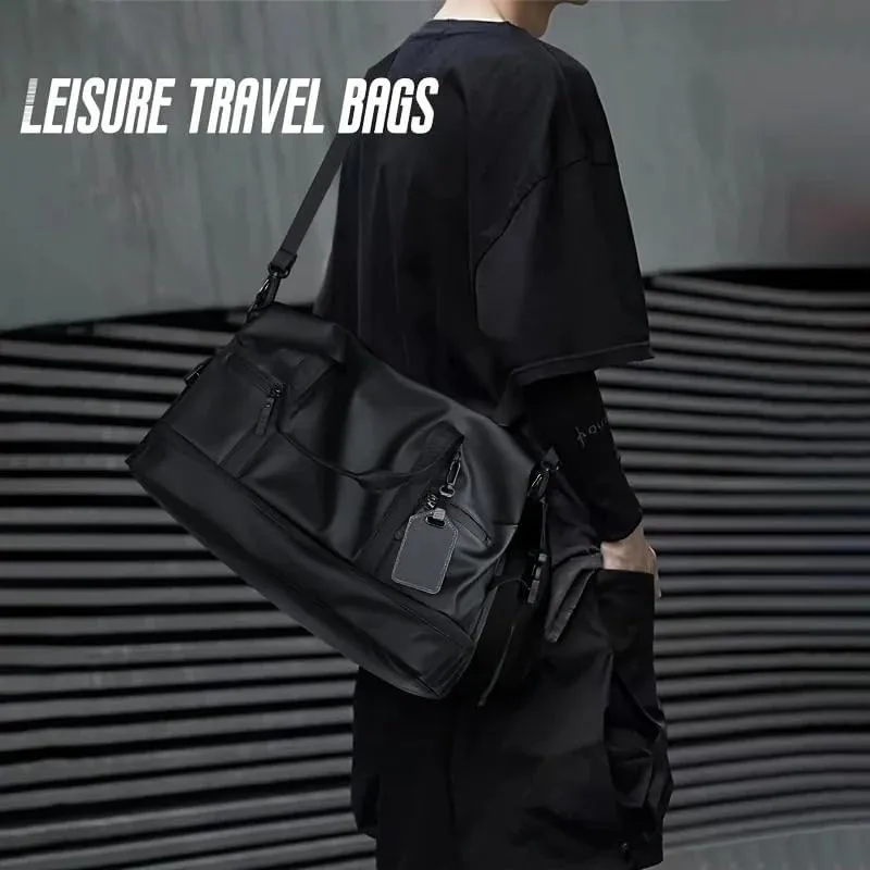 New Retro Short Trip Bag Large Capacity Duffel Motorcycle Training Travel Versatile Vacation Tote Waterproof Leisure Fitness Bag(1)