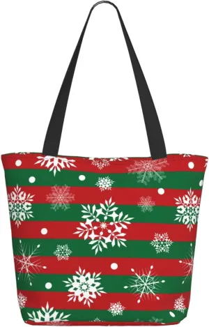 New Year Christmas Golden Openwork Shiny Snowflakes Tote Bag Women Reusable Shopping Bags Shoulder Bag