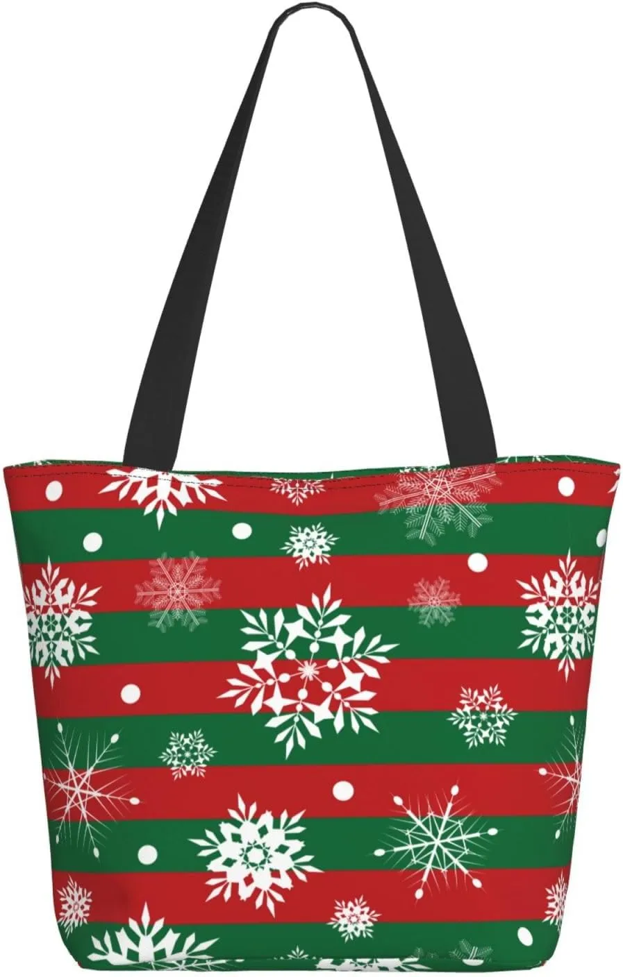 New Year Christmas Golden Openwork Shiny Snowflakes Tote Bag Women Reusable Shopping Bags Shoulder Bag