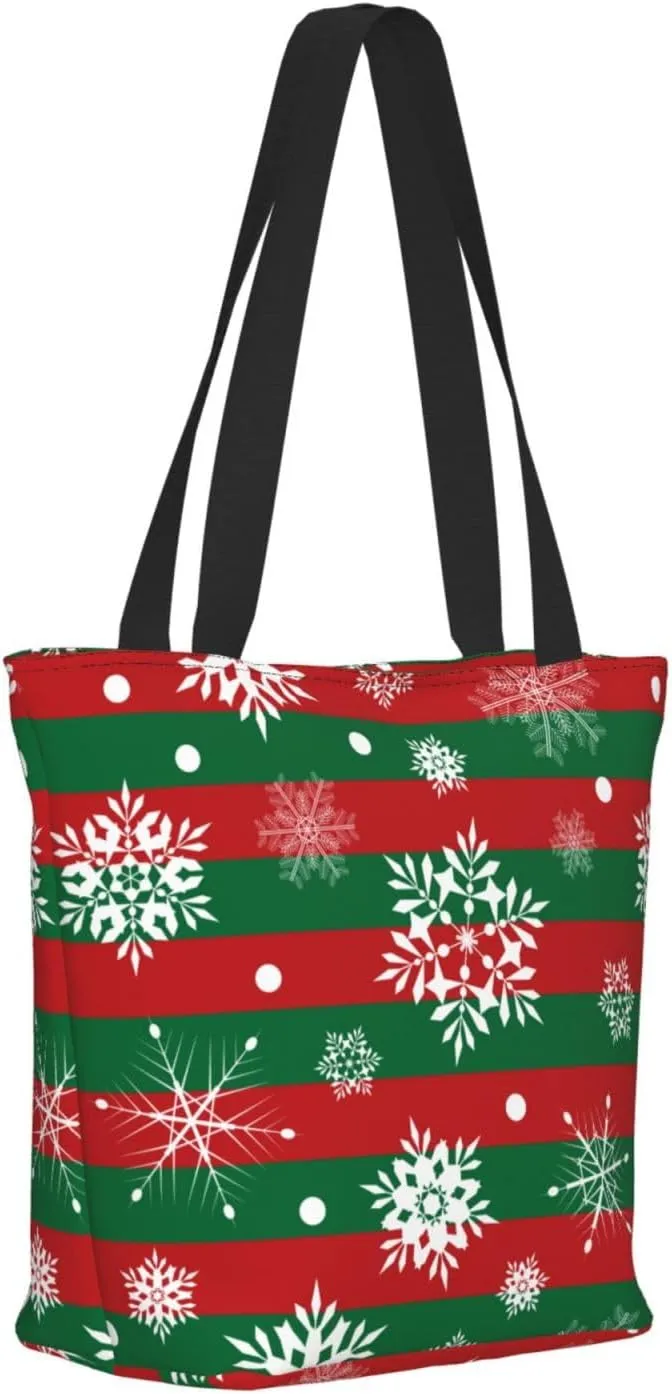 New Year Christmas Golden Openwork Shiny Snowflakes Tote Bag Women Reusable Shopping Bags Shoulder Bag