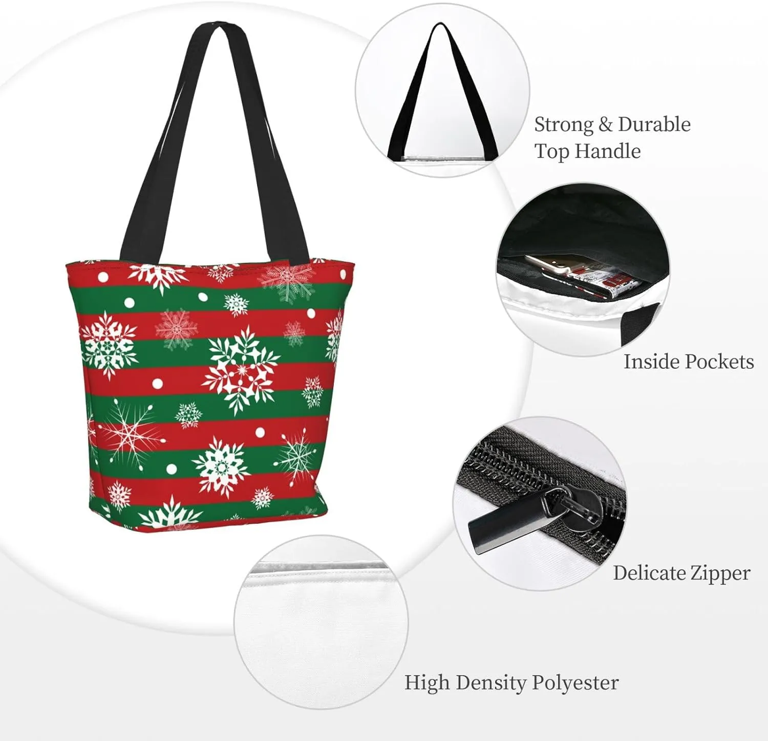 New Year Christmas Golden Openwork Shiny Snowflakes Tote Bag Women Reusable Shopping Bags Shoulder Bag