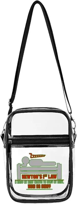 Newton's 1st Law - Now Go Away Fashion Shoulder Bag PVC Transparent Unisex Crossbody Bags Cute Handbag Sling Bag