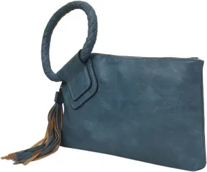 NGIL Women's Faux Leather Mini Wristlet Purse With Fringe Tassel, Wristlet Wallet Women's Handbag