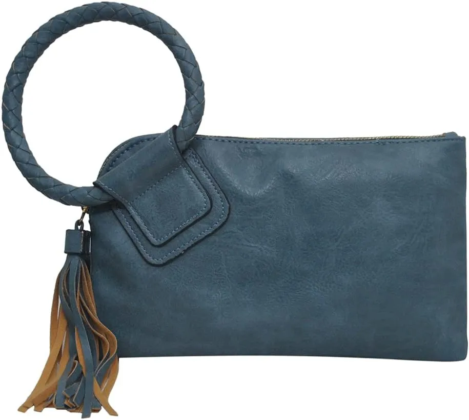 NGIL Women's Faux Leather Mini Wristlet Purse With Fringe Tassel, Wristlet Wallet Women's Handbag