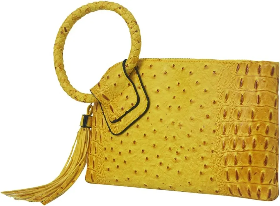NGIL Women's Faux Leather Mini Wristlet Purse With Fringe Tassel, Wristlet Wallet Women's Handbag