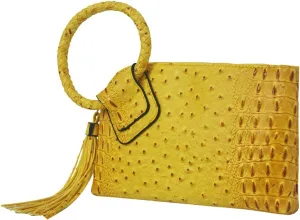 NGIL Women's Faux Leather Mini Wristlet Purse With Fringe Tassel, Wristlet Wallet Women's Handbag