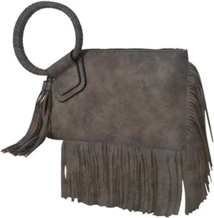 NGIL Women's Faux Leather Mini Wristlet Purse With Fringe Tassel, Wristlet Wallet Women's Handbag