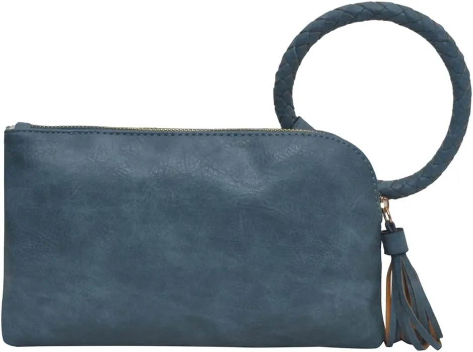 NGIL Women's Faux Leather Mini Wristlet Purse With Fringe Tassel, Wristlet Wallet Women's Handbag