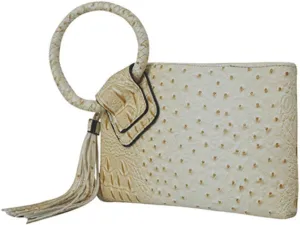 NGIL Women's Faux Leather Mini Wristlet Purse With Fringe Tassel, Wristlet Wallet Women's Handbag
