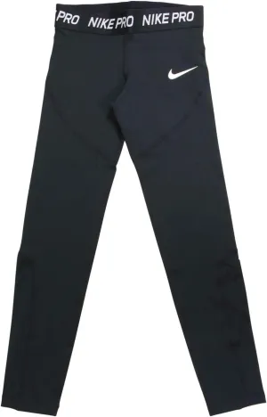 Nike Pro Big Kids' (Girls') Tights (Black/White, XL)