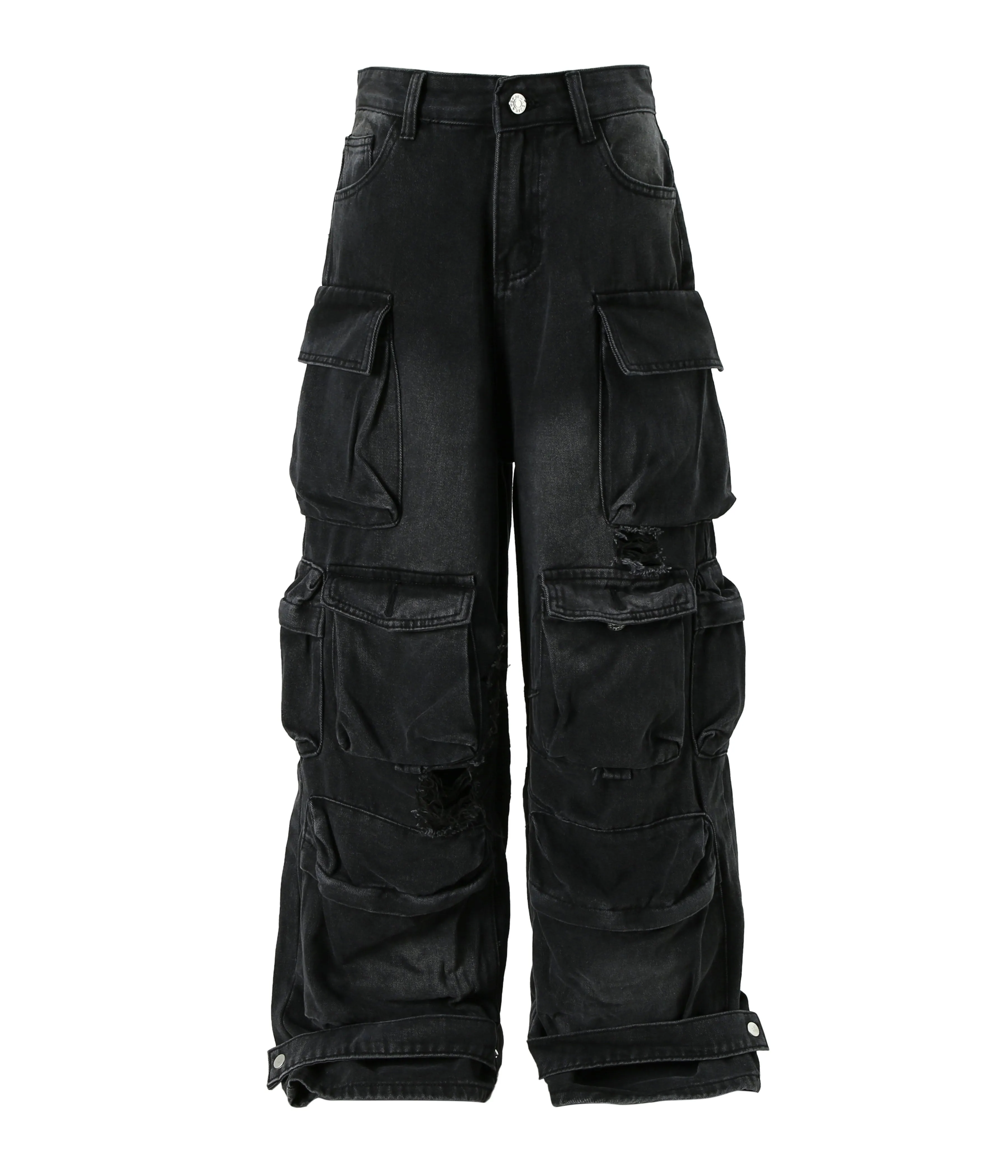 NOIR DISTRESSED CARGO DENIM