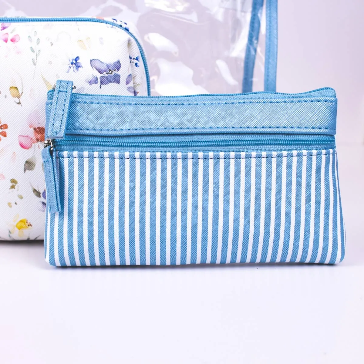 Nora Travel Cosmetic Set   Blue/Multi   12x8.25x3.5   Set of 3