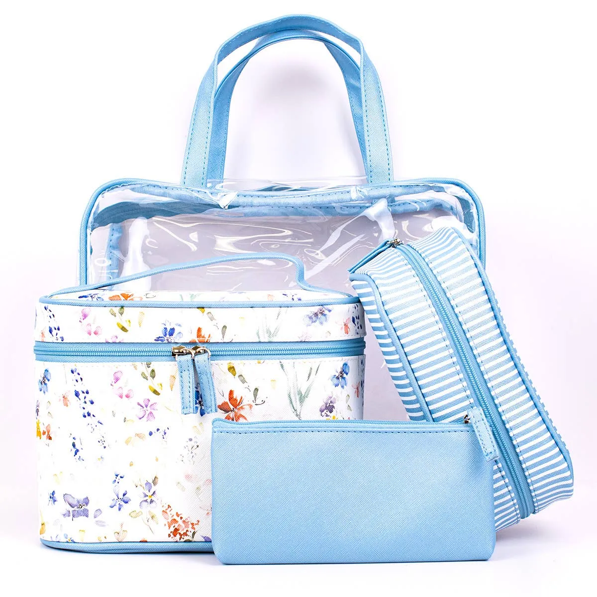 Nora Travel Cosmetic Set   Blue/Multi   12x8.25x3.5   Set of 3