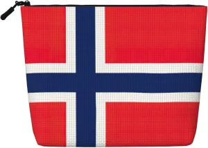 Norwegian flag print Makeup Pouch Cosmetic Bag Large Capacity Canvas Makeup Bag Cute Aesthetic for Her