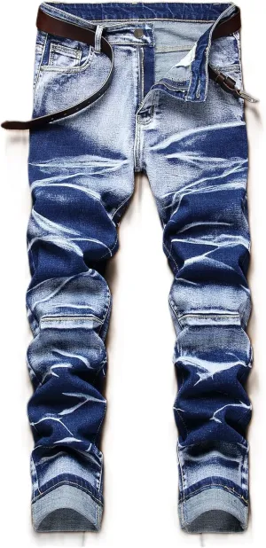 NOVOCCT Men’s Skinny Stretch Jeans, Slim Fit Distressed Ripped Pants Fashion Skinny Jeans for Men