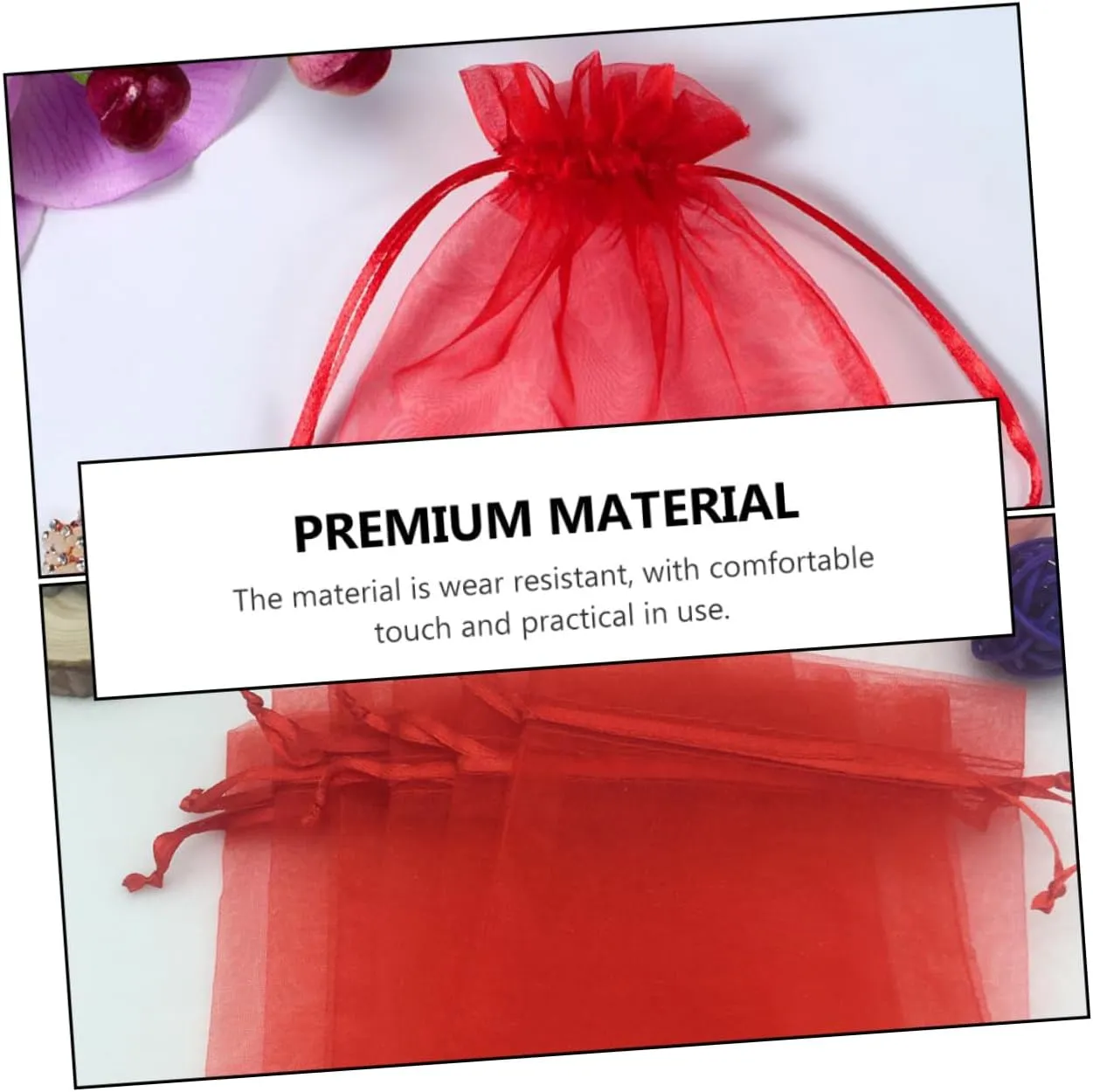 NULYLU 100pcs Drawstring Gauze Bag Candy Pouch for Party Bag Portable Jewelry Storage Pouch Compact Durable