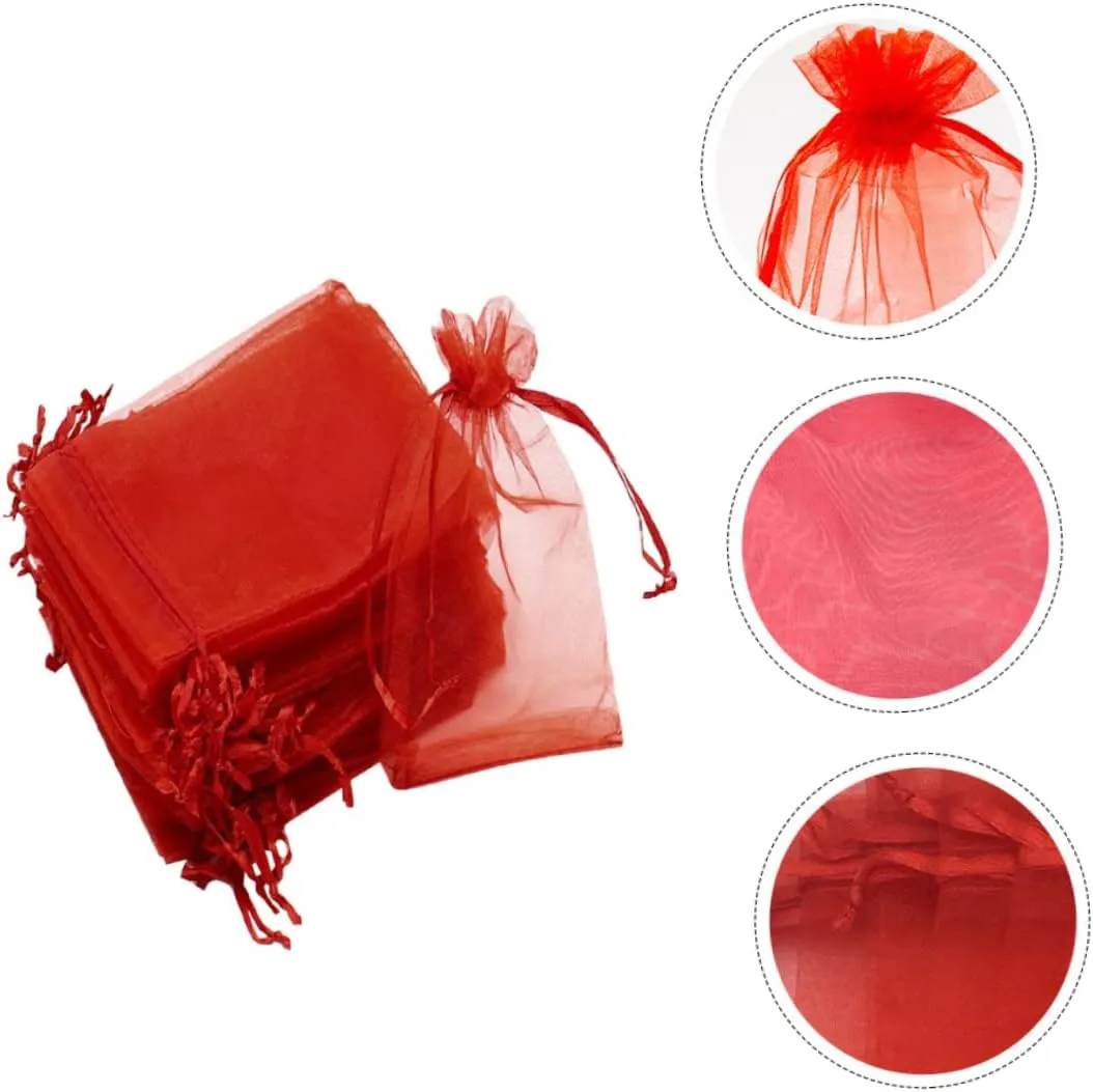 NULYLU 100pcs Drawstring Gauze Bag Candy Pouch for Party Bag Portable Jewelry Storage Pouch Compact Durable