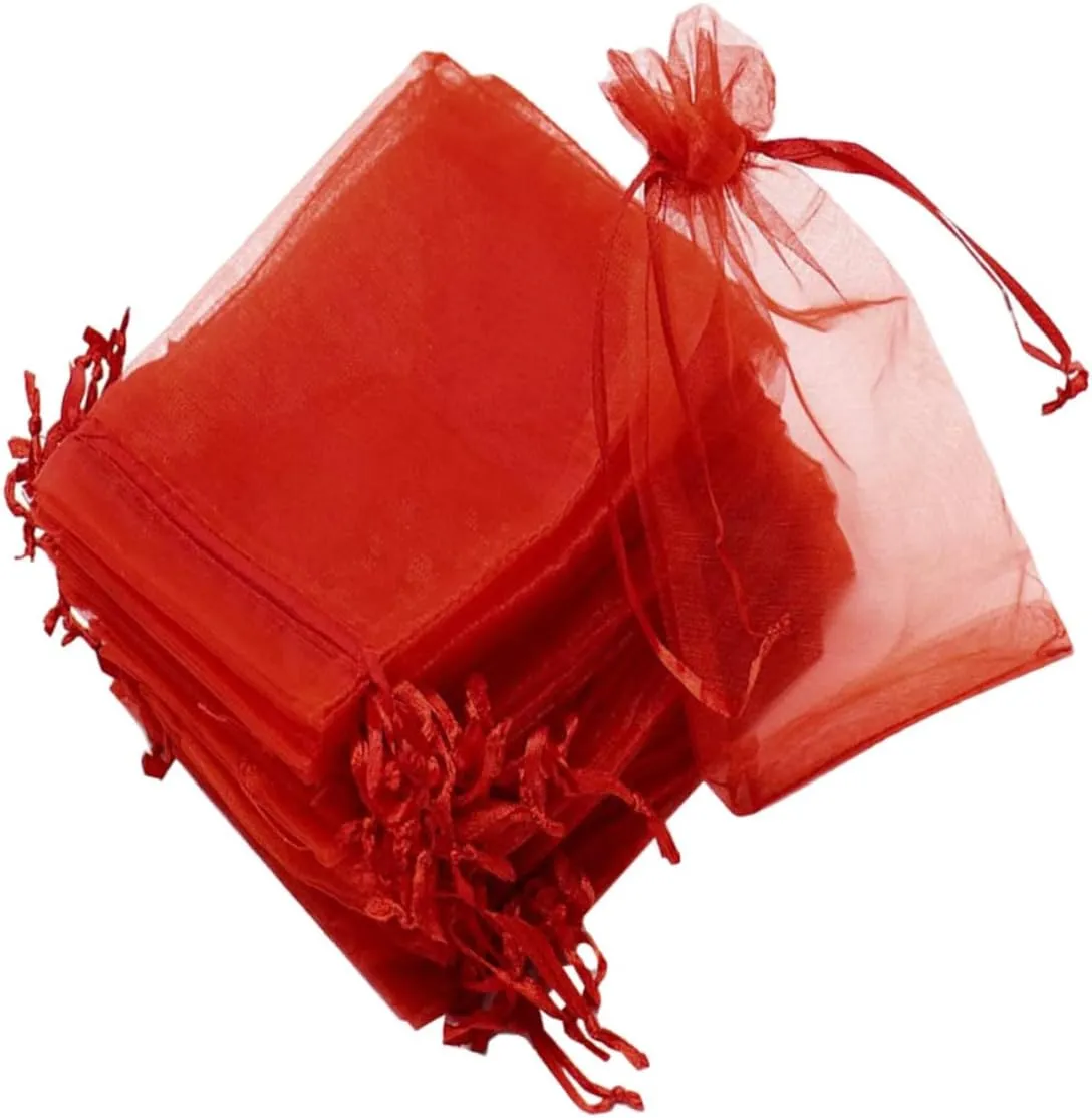 NULYLU 100pcs Drawstring Gauze Bag Candy Pouch for Party Bag Portable Jewelry Storage Pouch Compact Durable