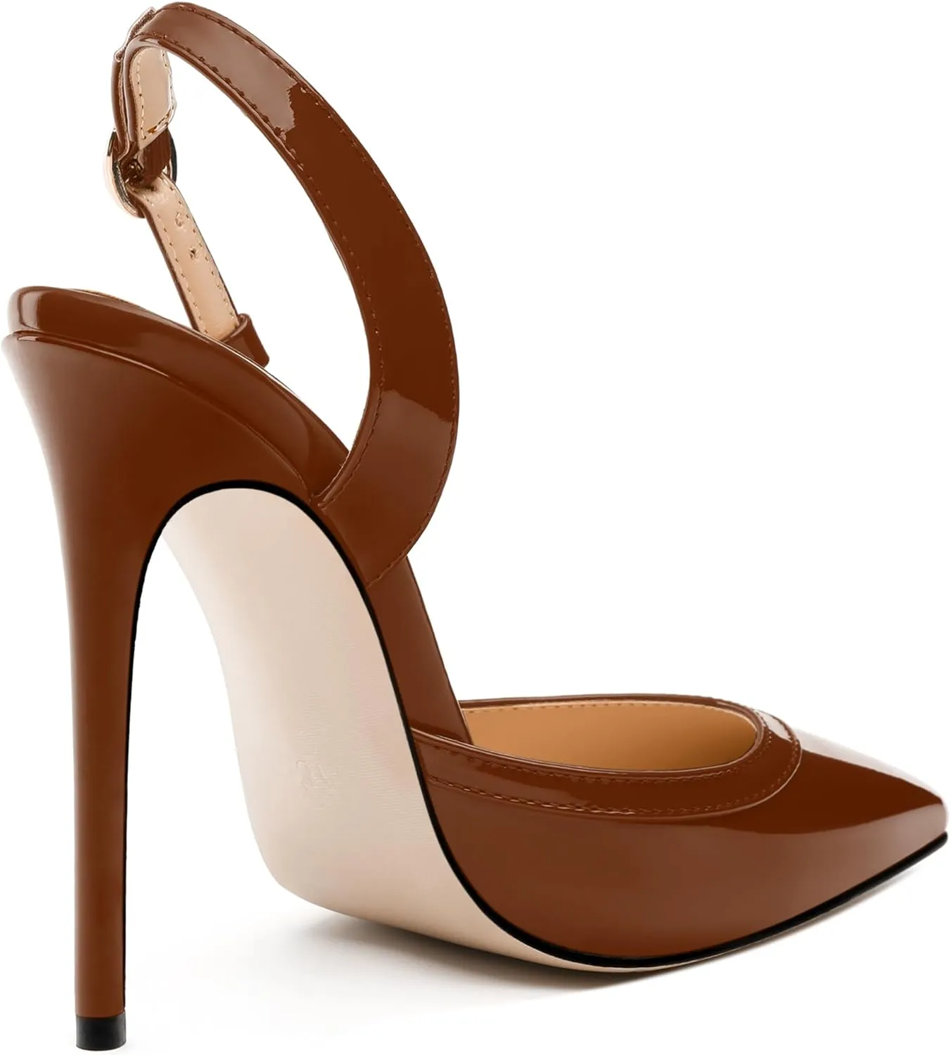 NUMALEO Women's Pointed Toe High Stiletto Heels Slingback High Heel Pumps Backless Patent Leather Fashion Sexy Dress Shoes for Women