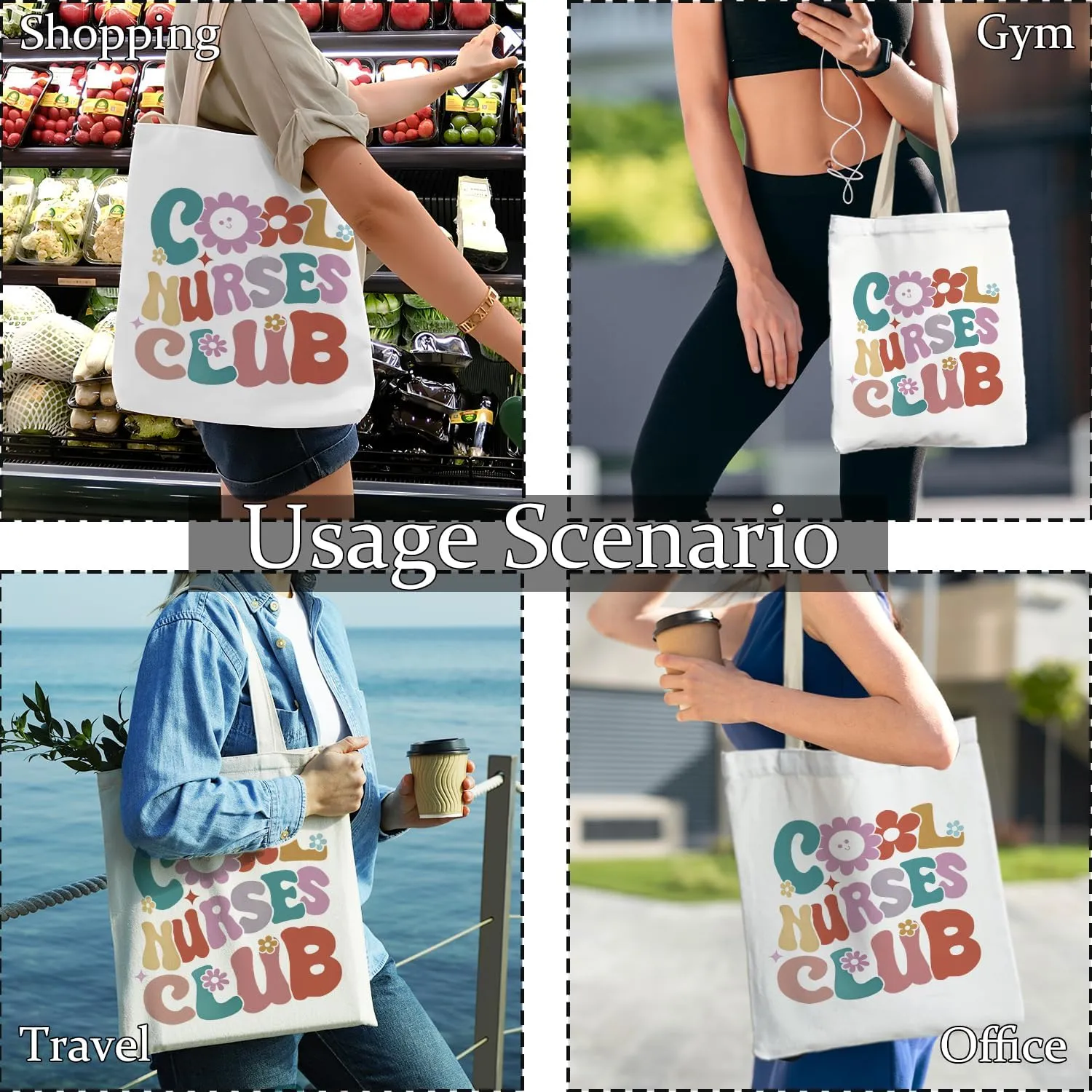 Nurse Tote Bag, Nurse Gifts Canvas Tote Bags for Women, Nurses Week Gifts, Nursing Reusable Grocery Shopping Bags