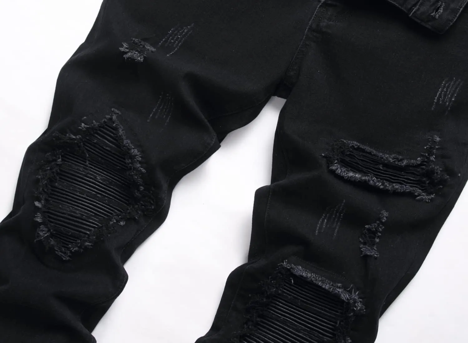 OIIIO Men's Patch Ripped Stretch Regular Fit Jean
