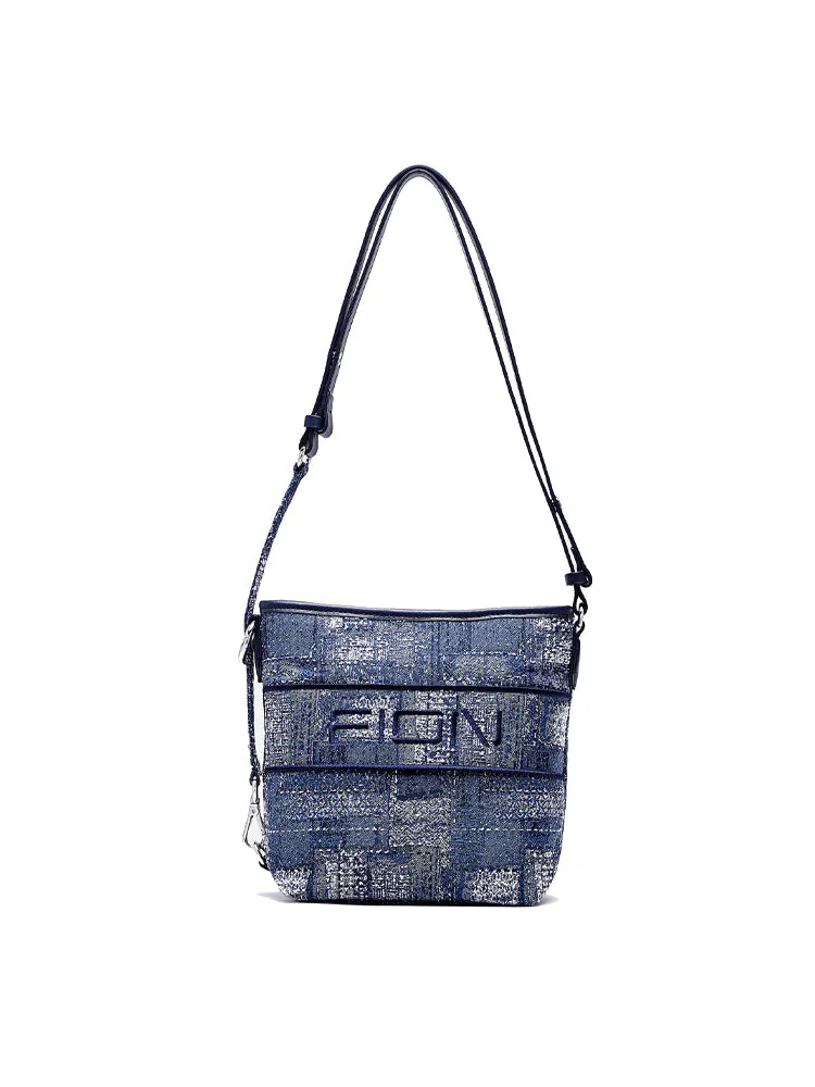 Oil Painting Jacquard with Leather Shoulder Bag