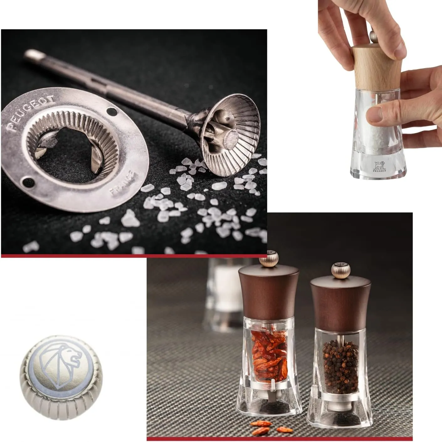 Oleron Manual Wet Salt Mill - Patented Transparent Grinder for Sea Salt - Acrylic and Beechwood, Chocolate, 5.5 Inches