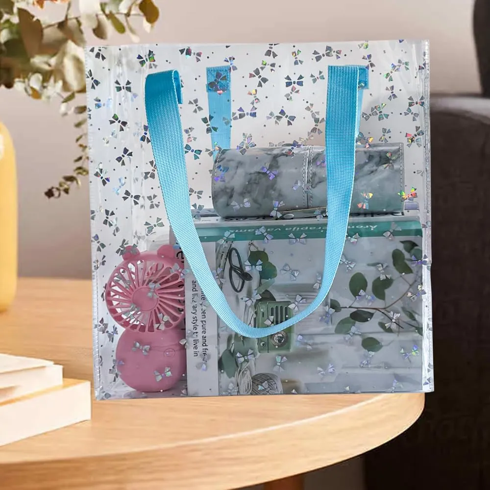 ONEART Clear Tote Bag Holographic Laser Waterproof Bag Transparent Vinyl Handbag for Travel Daily