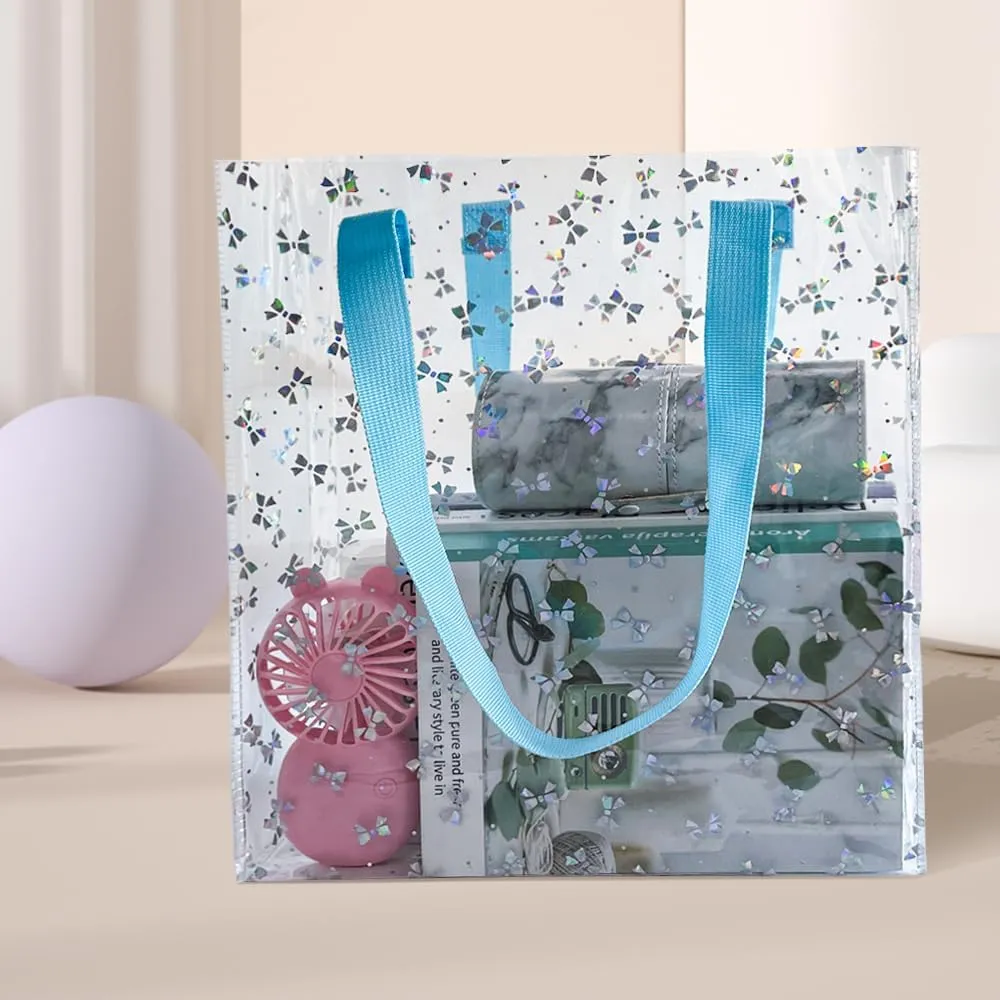 ONEART Clear Tote Bag Holographic Laser Waterproof Bag Transparent Vinyl Handbag for Travel Daily