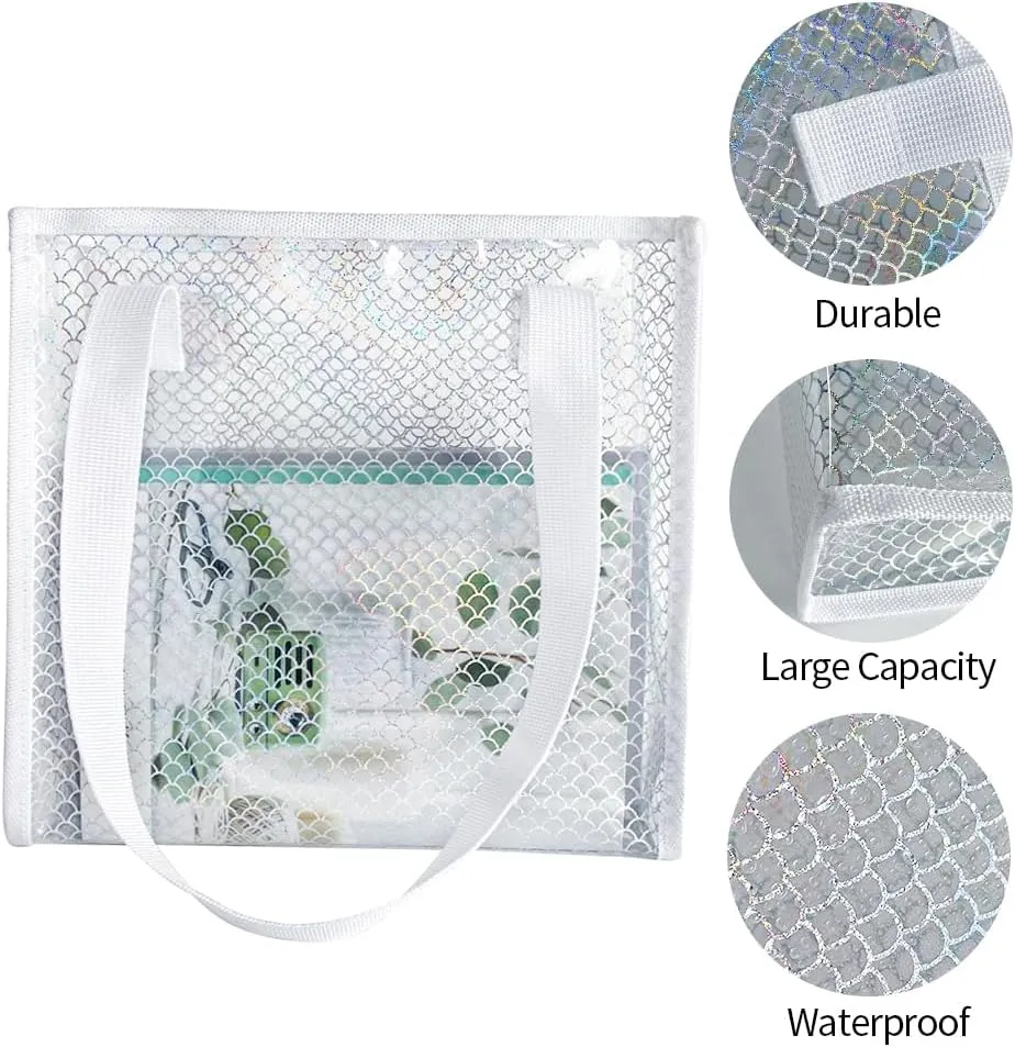 ONEART Clear Tote Bag PVC Holographic Waterproof Small Handbag Transparent Daily Shopping Pouch Bag