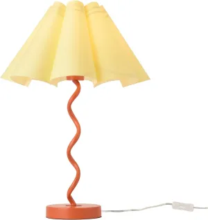 Orange Pleated Table Lamp, Mid Century Modern Table Lamp for Bedroom, Pleated Lamp Shape, MCM Table Lamp Bedside Lamps for Nightstand, Living Room (Orange)