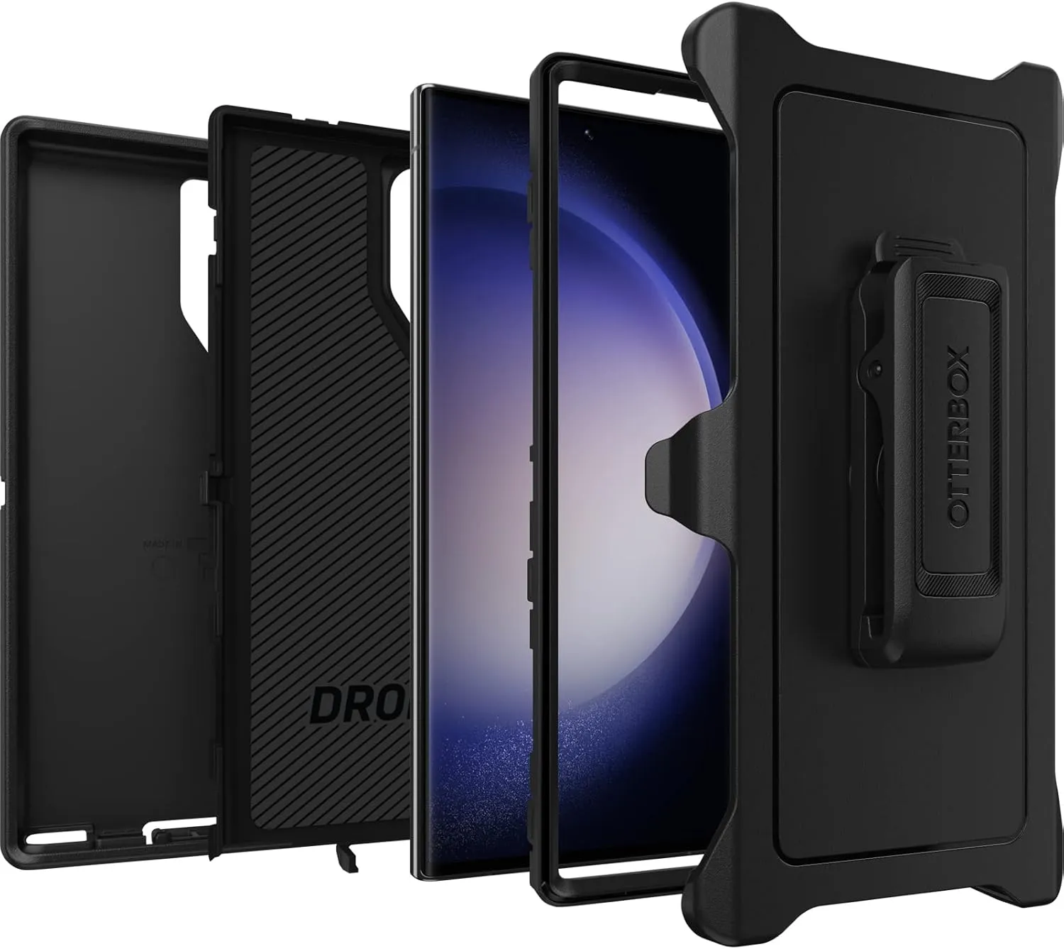 OtterBox Galaxy S23 Ultra Defender Series Case - Black, Rugged & Durable, with Port Protection, Includes Holster Clip Kickstand