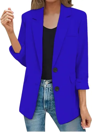 Oversized Business Blazer for Women Casual Long Sleeve Open Front Jackets Work Office Solid Color Coats with Pockets