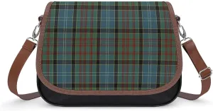 Paisley District Tartan Leather Decorative Crossbody Strap Backpack, Large Capacity Shoulder Bag