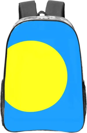 Palauan Flag Transparent Backpack-16-Inch Pvc Clear Backpack With Side Pockets,Black