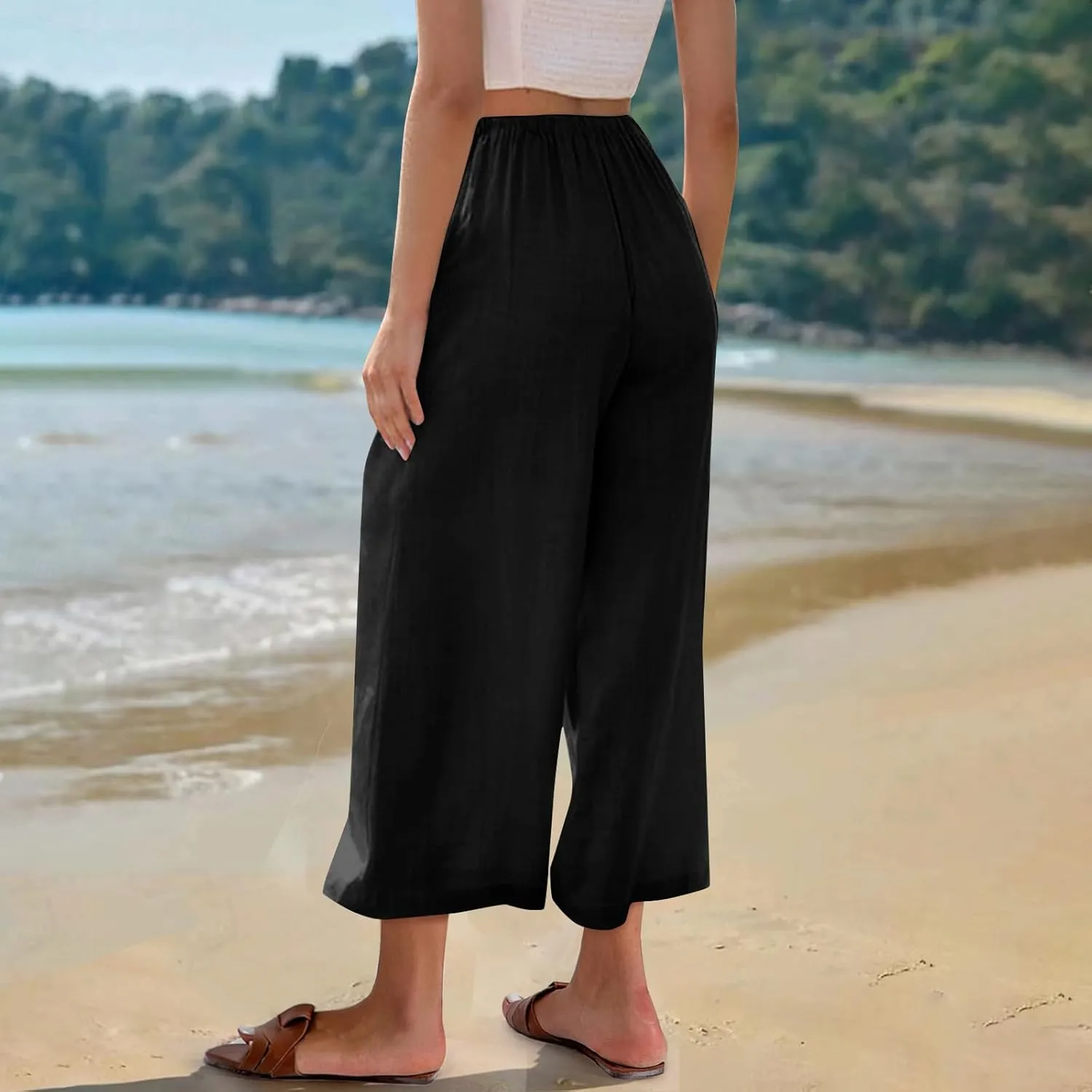 Palazzo Pants for Women Casual Comfortable Fit High Waist Casual Daily Outing Pants Petite Tea Party Classic Trousers